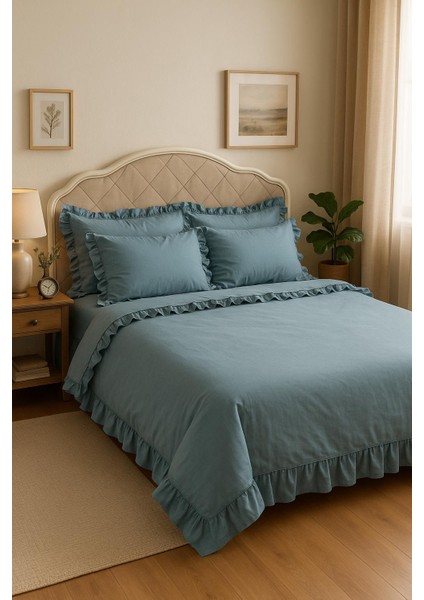 %100 Pamuk Fırfırlı Nevresim Takımı