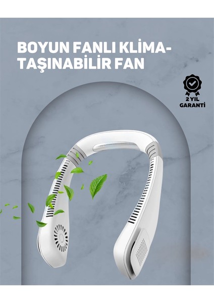 USB Şarjlı Giyilebilir Fan | 5 Kademeli Rüzgar Hızı, Sessiz Turbo Soğutma, 360° Hava Sirkülasyonu