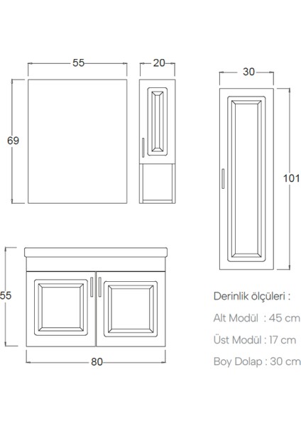 Loren Banyo Dolabı 80 cm (Boy Dolabı Dahil Değildir.) fırsatları