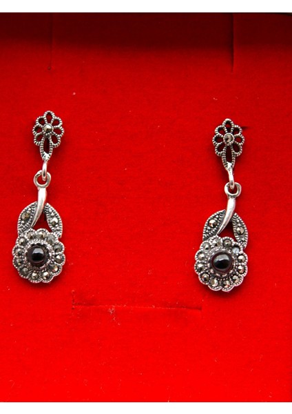 925 Ayar Gümüş Oltu Taşı Kadın Küpe SKÜ00023 modelleri