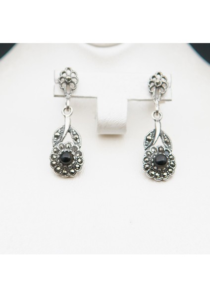 925 Ayar Gümüş Oltu Taşı Kadın Küpe SKÜ00023 fırsatları