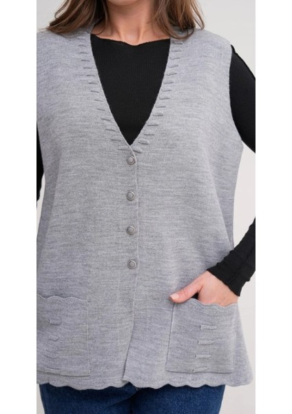 Kadın Anne Büyük Beden Triko Düz Model Yelek indirimleri