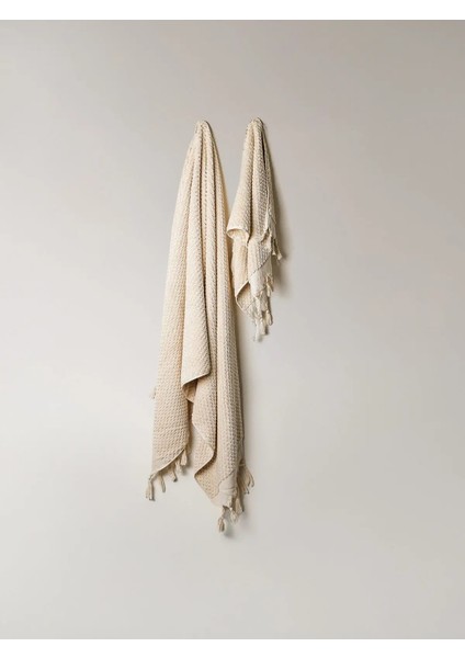 Polka Dot 2'li Krem Havlu Seti