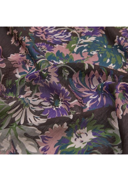 Ipekevi Desenli Tensoft Şal - Kasımpatı Desenli - Kahve Yeşil modelleri