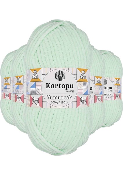 5 Adet Yumurcak Kadife El Örgü Ipi Su Yeşili K560