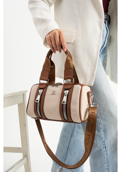 Mega Polo Silindir Fermuar Detaylı El ve Omuz Askılı Kadın Çanta fiyatları