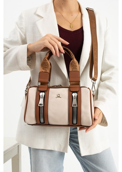 Mega Polo Silindir Fermuar Detaylı El ve Omuz Askılı Kadın Çanta modelleri