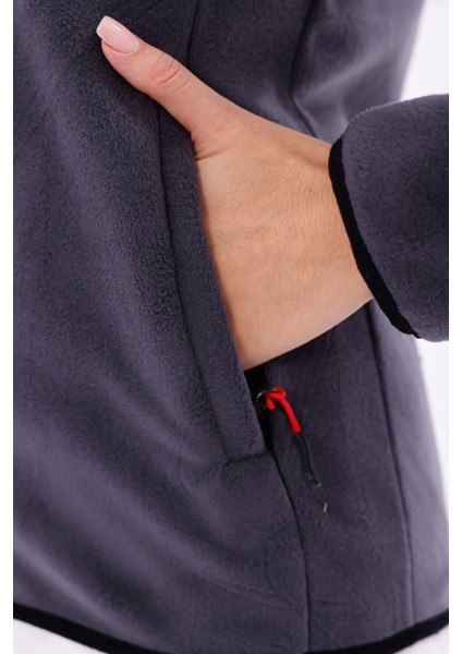 Kadın Slim Fit Tam Fermuarlı Polar Ceket