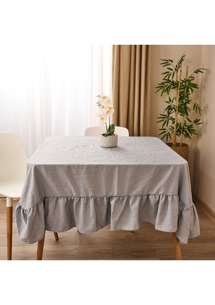 Soft Fırfırlı Masa Örtüsü - Gri - 150X150 cm