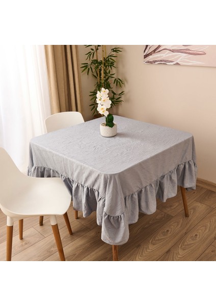 Soft Fırfırlı Masa Örtüsü - Gri - 150X150 cm fiyatları