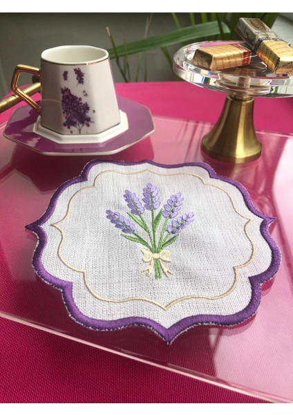 Lavanta Nakışlı Sunum ve Kokteyl Peçetesi