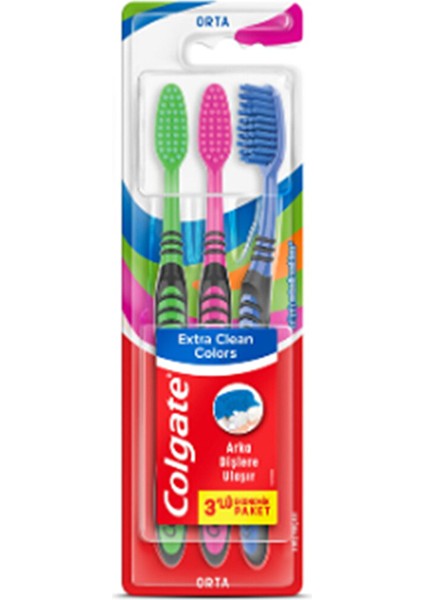 3 Adet Colgate Diş Fırçası Extra Clean Colors 3'lü