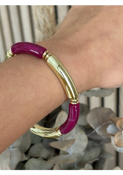 Mor Lastikli Bileklik