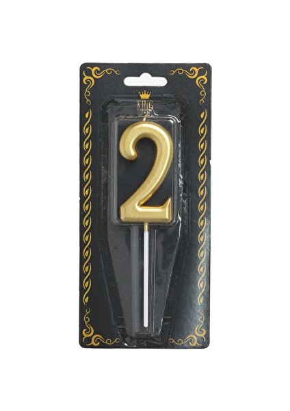 3 Adet Rakam Mum 2 Numara Altın