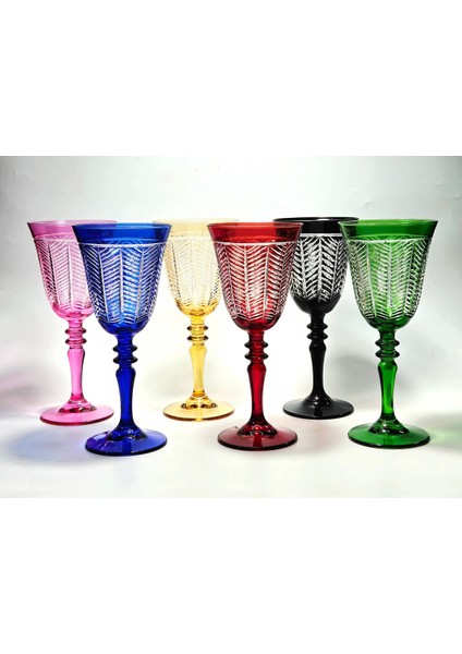 El Yapımı Kristal Yaprak Rengarenk Dekoratif Sunumluk Kadeh Seti 6'lı fiyatları