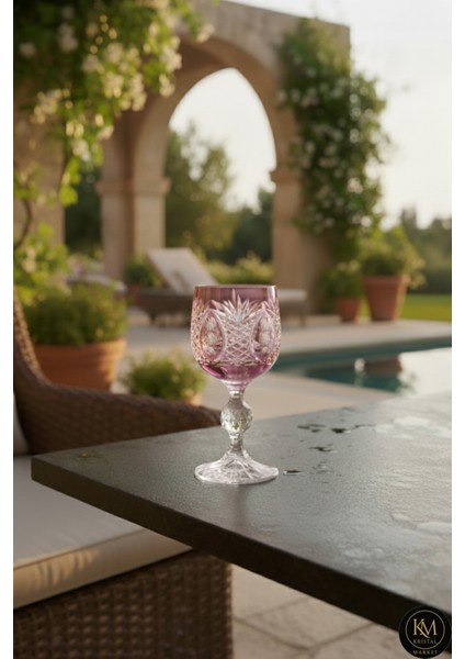 Ananas Desenli Kristal Ayaklı Lüks Bardak