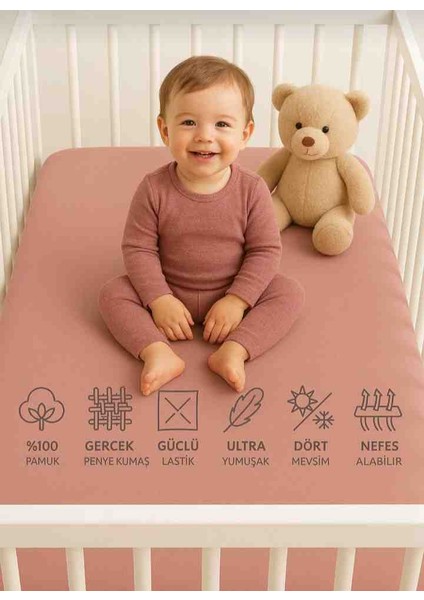 %100 Pamuklu Lastikli Penye Bebek Çarşafı Park Yatak 60×120 70×110 70×120 70×130 70×140
