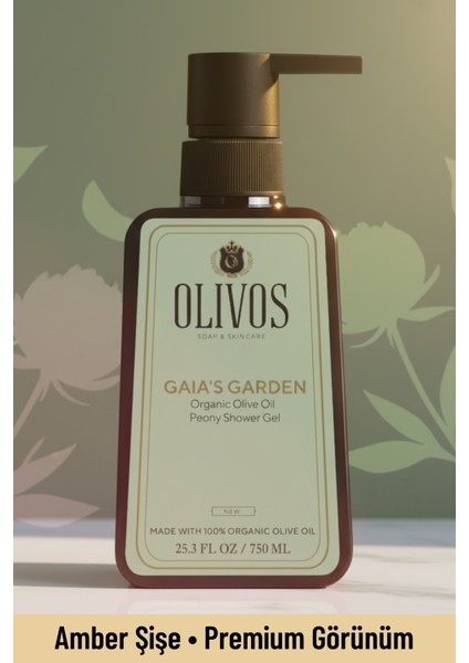 %100 Doğal Şakayık Kokulu Zeytinyağlı Banyo ve Duş Jeli Kuru Cilt Nemlendirici ve Besleyici 750 ml