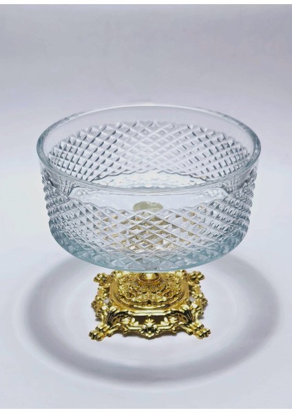 19CM Kesme Kristal Dekor Metal Ayak Cam Kase Karizma Desen fiyatları