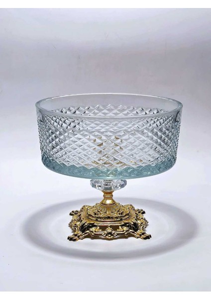 19CM Kesme Kristal Dekor Metal Ayak Cam Kase Karizma Desen modelleri