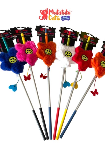 Çiçek Alüminyum Saplı Kedi Oltası(Matatabi,çıngırak ve Özel Hışırtı Içerir.özel Kumaş) modelleri