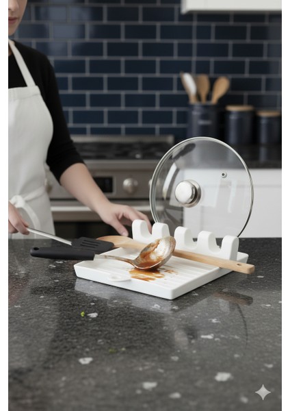 Kaşık Kepçe Altlığı ve Tencere Kapağı Koyma Aparatı Beyaz fiyatları