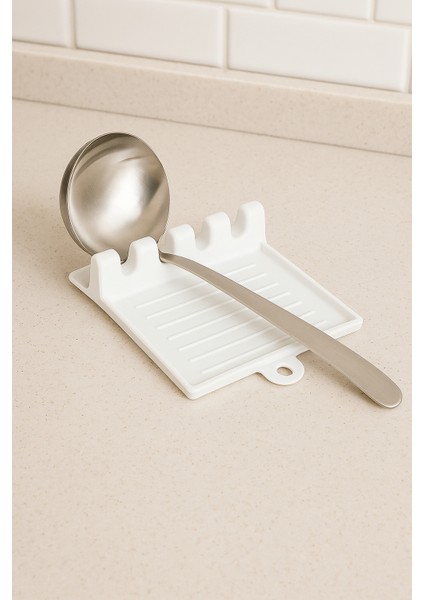 Kaşık Kepçe Altlığı ve Tencere Kapağı Koyma Aparatı Beyaz modelleri