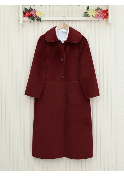 Alpaco Boydan Düğmeli Cepli Kaban -Bordo -Collectıon