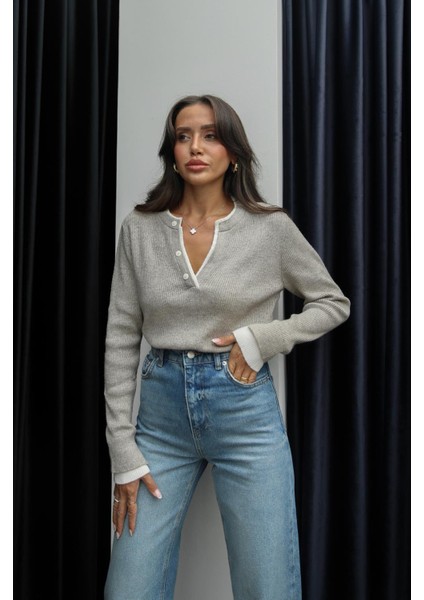 Vizon Çift Yakalı Düğmeli Kazak fiyatları