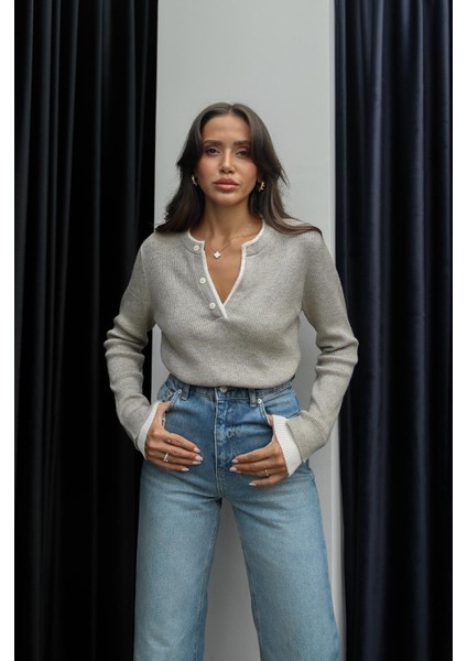 Vizon Çift Yakalı Düğmeli Kazak modelleri