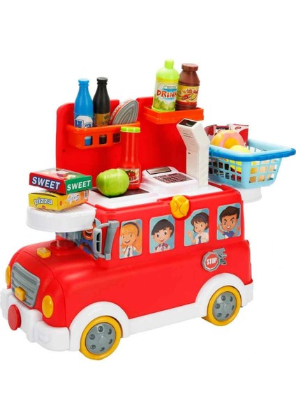 2in1 Sesli ve Işıklı Süpermarket Otobüsü Oyun Seti 28 Parça