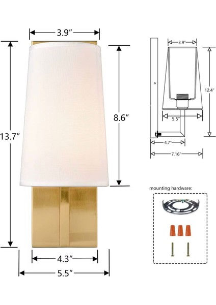 Modern Otel Tipi Duvar Lambası Krem Kumaş Abajur Siyah Metal Gövde Dekoratif Aplik fiyatları