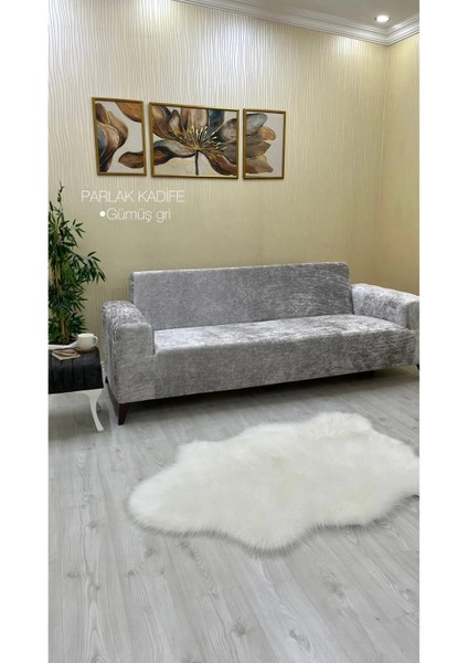Kadife Lastikli Koltuk Örtüsü Kanepe Kılıfı Çekyat Örtüsü Esnek