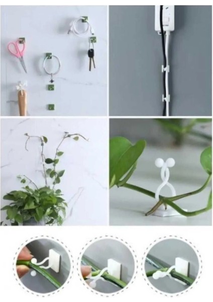 10 Adet Bitki Klipsi Sarmaşık Çiçek Tutucu Duvar Tutturma Aparatı Yapışkanlı Tutucu indirimleri