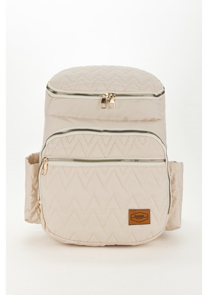 Nakışlı Bondit Hafif Kumaş Anne Bebek Bakım Çantası Termoslu Biberon Cepleri