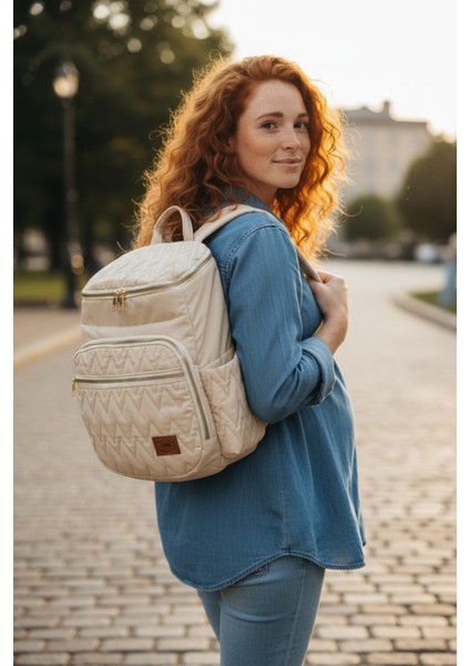 Nakışlı Bondit Hafif Kumaş Anne Bebek Bakım Çantası Termoslu Biberon Cepleri fiyatları