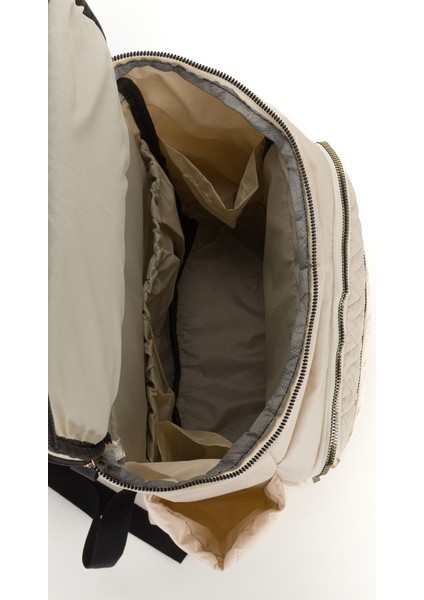 Nakışlı Bondit Hafif Kumaş Anne Bebek Bakım Çantası Termoslu Biberon Cepleri