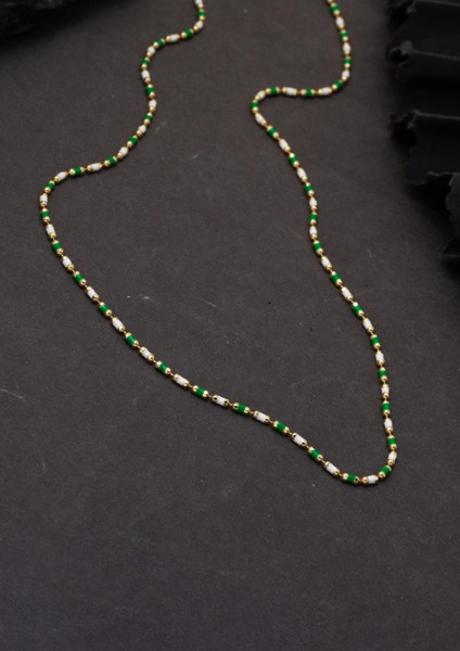 14 Ayar Altın Yeşil Mineli Zincir Kolye fırsatları