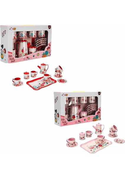 4939 Sun-Yfn-Lch-Metal Çay Seti Çiçek Dsn 2A 12PRÇ
