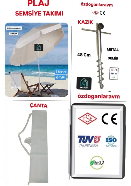 Krem Deniz Plaj Şemsiyesi Seti