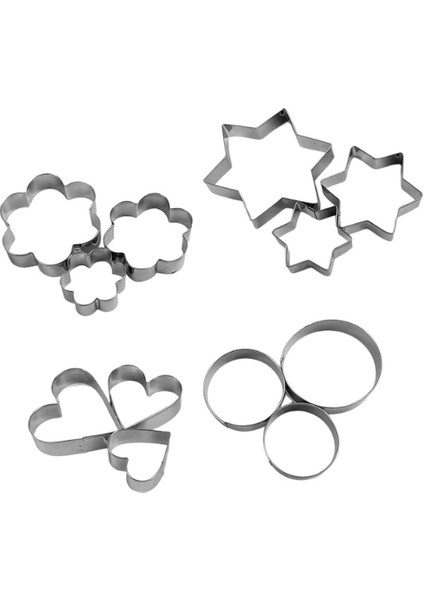 Büro Ev Ofis Mutfağı Için 12ADET Paslanmaz Çelik Kurabiye Kalıbı Seti