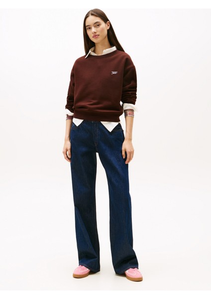 Yuvarlak Yaka Nakışlı Kahve Kadın Sweatshırt DW0DW21961GS7 fiyatları