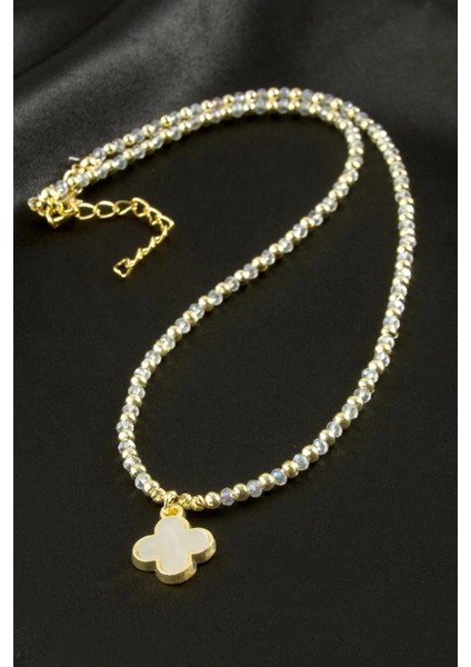 Çiçek Sedef Kristal Kolye