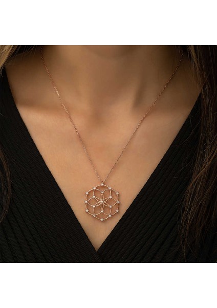 925 Ayar Gümüş Yaşam Çiçeği Kadın Gümüş Kolye T4598 (800800) fiyatları