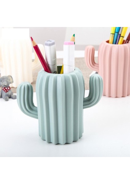 3 Lü Kaktüs Figürlü Masaüstü Mini Sukulent Saksı - Kalemlik Plastik modelleri