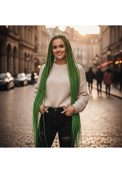 Afrika Örgüsü ve Rasta Için Sentetik Saç / Yeşil