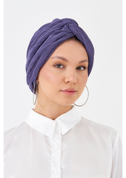 Mor Çapraz Büzgülü Tesettür Bone Fukuro Piliseli 2512_22 fiyatları