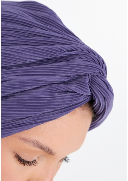 Mor Çapraz Büzgülü Tesettür Bone Fukuro Piliseli 2512_22