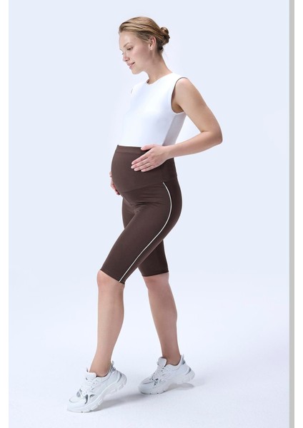 Imaj 357 Kahverengi Renk Toparlayıcı ve Extra Esnek Etkili Yüksek Bel Hamile Tayt