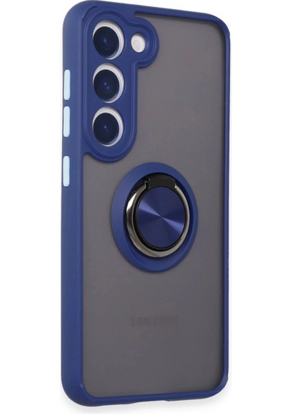 Samsung Galaxy S23 Kılıf Montreal Yüzüklü Silikon Kapak - Lacivert fiyatları